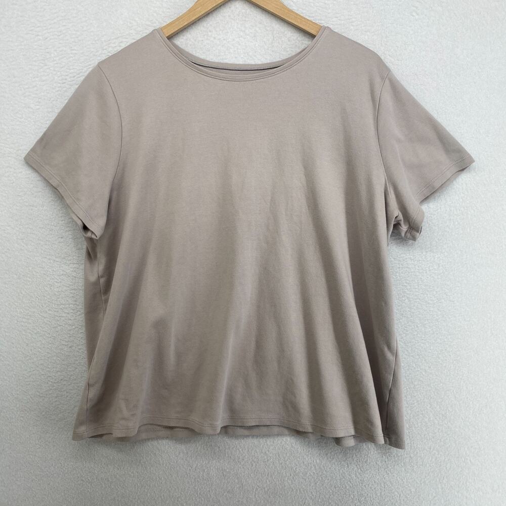 EILEEN FISHER Top 1X Organic Cotton Interlock Jersey Crew Neck Short Sleeve Gray